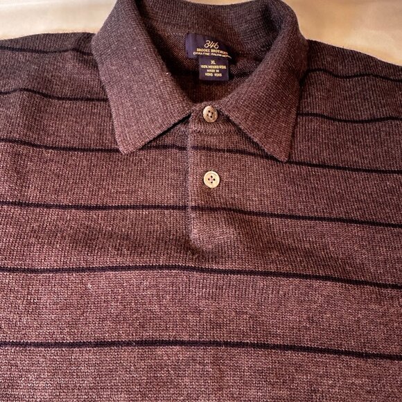 Brooks Brothers 346 Merino Wool Polo Sweater Mens Extra Fine Italian Button Top - Picture 5 of 16